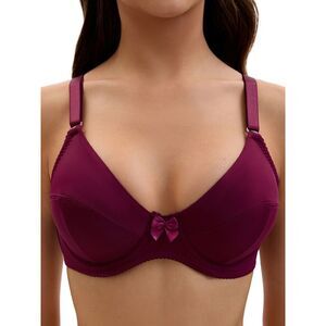 V Neck Adjustable Strap Underwire Push Up Bras Available in Plus Size Dark Red